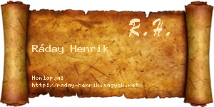 Ráday Henrik névjegykártya